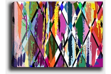 Lerretsbilde 70x100 cm - Abstrakt kunst med fargerike geometriske mønstre - Lilla / Grønn / Oransje - Interiør - Maleri & posters - Lerretsbilder