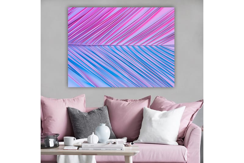 Lerretsbilde 70x100 cm - Abstrakt kunstverk med diagonale linjer i rosa og blå toner - Rosa / Blå - Interiør - Maleri & posters - Lerretsbilder