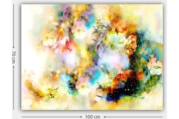 Lerretsbilde 70x100 cm - Abstrakt kunstverk med fargeeksplosjoner som skaper en drømmeaktig atmosfære - Blå / Gul / Rosa - Interiør - Maleri & posters - Lerretsbilder