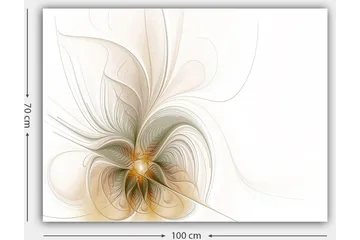 Lerretsbilde 70x100 cm - Abstrakt kunstverk med flytende linjer og former som skaper en følelse av bevegelse og lys - Lys beige / Gull / Grå - Interiør - Maleri & posters - Lerretsbilder