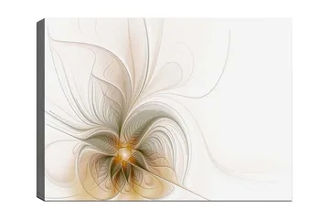 Lerretsbilde 70x100 cm - Abstrakt kunstverk med flytende linjer og former som skaper en følelse av bevegelse og lys - Lys beige / Gull / Grå - Interiør - Maleri & posters - Lerretsbilder