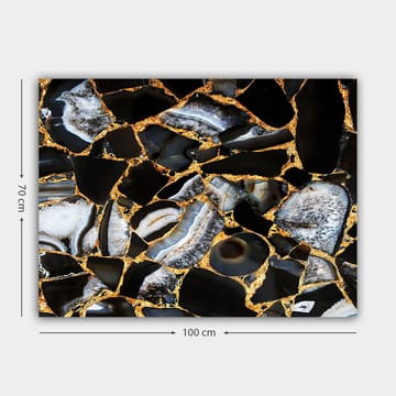 Lerretsbilde 70x100 cm - Abstrakt kunstverk med mønster av svarte og grå steiner med gylne elementer - Svart / Grå / Gull - Interiør - Maleri & posters - Lerretsbilder