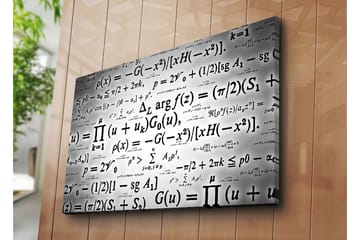 Lerretsbilde 70x100 cm - Abstrakt kunstverk med matematiske formler og symboler i svart-hvitt - Svart / Hvit - Interiør - Maleri & posters - Lerretsbilder