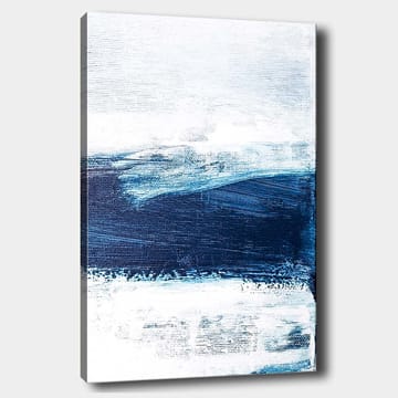 Lerretsbilde 70x100 cm - Abstrakt landskap med blå og hvite nyanser som skaper en følelse av dybde og bevegelse - Mørk blå / Lys blå / Hvit - Interiør - Maleri & posters - Lerretsbilder
