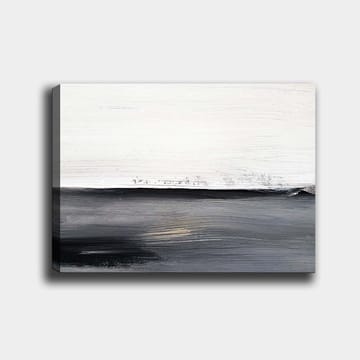 Lerretsbilde 70x100 cm - Abstrakt landskap med horisontlinje i kontrasterende svart-hvitt - Svart / Hvit / Grå - Interiør - Maleri & posters - Lerretsbilder