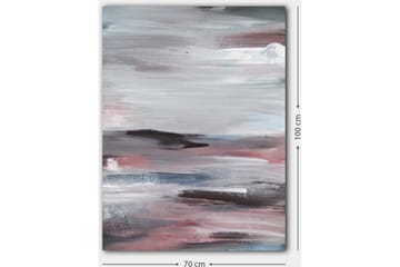 Lerretsbilde 70x100 cm - Abstrakt landskap med myke, flytende former og dempede farger - Grå / Rosa / Hvit - Interiør - Maleri & posters - Lerretsbilder