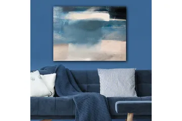 Lerretsbilde 70x100 cm - Abstrakt landskap med myke blå nyanser og lyse elementer - Mørk blå / Lys blå / Hvit - Interiør - Maleri & posters - Lerretsbilder