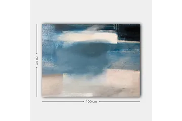 Lerretsbilde 70x100 cm - Abstrakt landskap med myke blå nyanser og lyse elementer - Mørk blå / Lys blå / Hvit - Interiør - Maleri & posters - Lerretsbilder