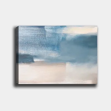 Lerretsbilde 70x100 cm - Abstrakt landskap med myke blå og beige nyanser som skaper en rolig atmosfære - Blå / Beige - Interiør - Maleri & posters - Lerretsbilder