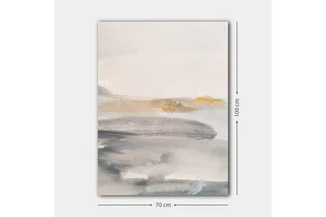 Lerretsbilde 70x100 cm - Abstrakt landskap med myke fargeoverganger - Grå / Beige / Lys blå - Interiør - Maleri & posters - Lerretsbilder