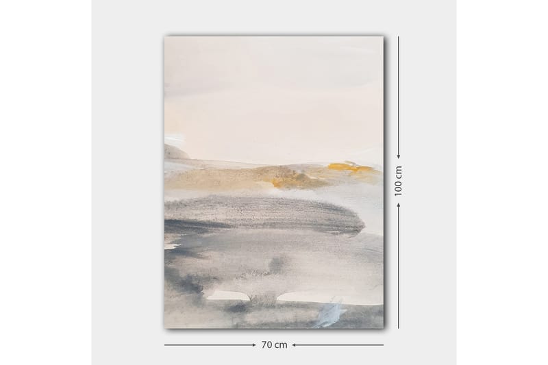 Lerretsbilde 70x100 cm - Abstrakt landskap med myke fargeoverganger - Grå / Beige / Lys blå - Interiør - Maleri & posters - Lerretsbilder