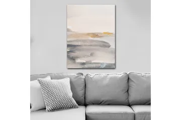Lerretsbilde 70x100 cm - Abstrakt landskap med myke fargeoverganger - Grå / Beige / Lys blå - Interiør - Maleri & posters - Lerretsbilder