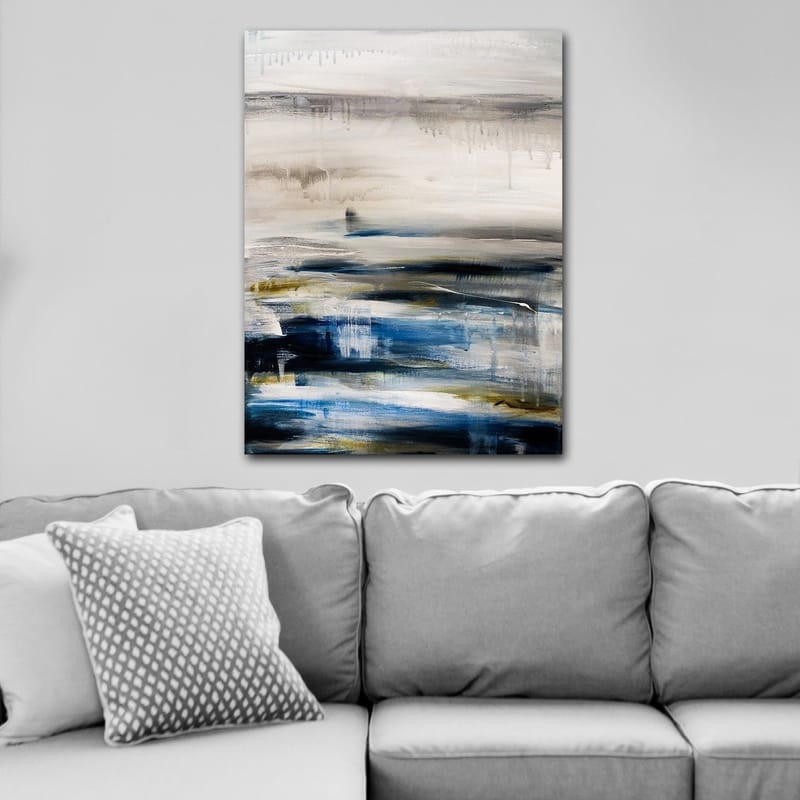 Lerretsbilde 70x100 cm - Abstrakt landskap med myke fargeoverganger i blått og grått - Blå / Grå / Beige - Interiør - Maleri & posters - Lerretsbilder