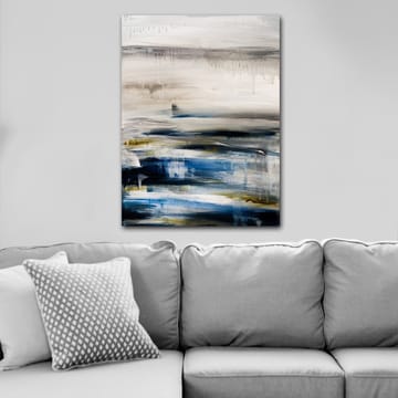 Lerretsbilde 70x100 cm - Abstrakt landskap med myke fargeoverganger i blått og grått - Blå / Grå / Beige - Interiør - Maleri & posters - Lerretsbilder