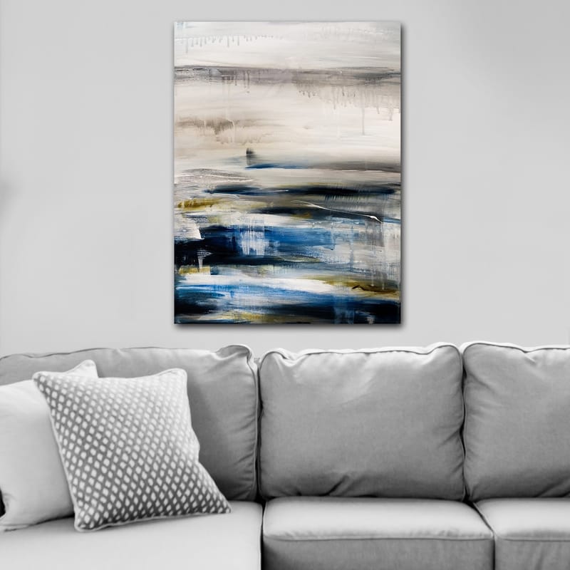 Lerretsbilde 70x100 cm - Abstrakt landskap med myke fargeoverganger i blått og grått - Blå / Grå / Beige - Interiør - Maleri & posters - Lerretsbilder