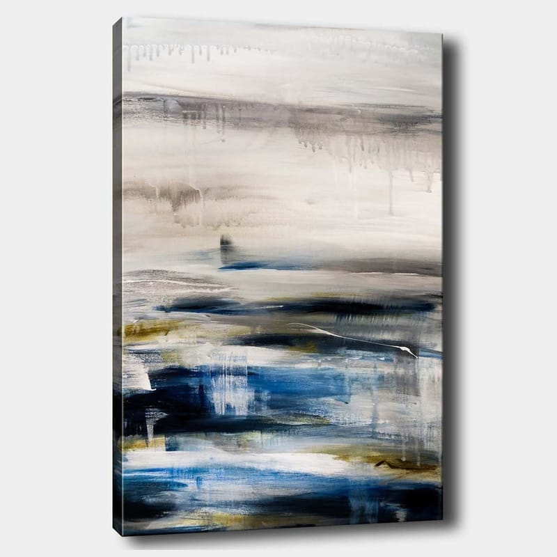 Lerretsbilde 70x100 cm - Abstrakt landskap med myke fargeoverganger i blått og grått - Blå / Grå / Beige - Interiør - Maleri & posters - Lerretsbilder