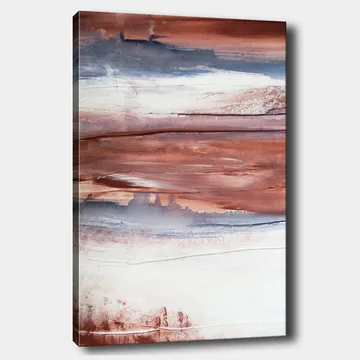 Lerretsbilde 70x100 cm - Abstrakt landskap med myke fargeoverganger i jordfarger - Rødbrun / Grå / Hvit - Interiør - Maleri & posters - Lerretsbilder