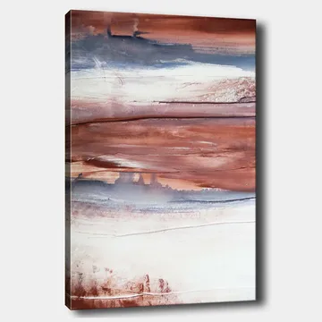 Lerretsbilde 70x100 cm - Abstrakt landskap med myke fargeoverganger i jordfarger - Rødbrun / Grå / Hvit - Interiør - Maleri & posters - Lerretsbilder