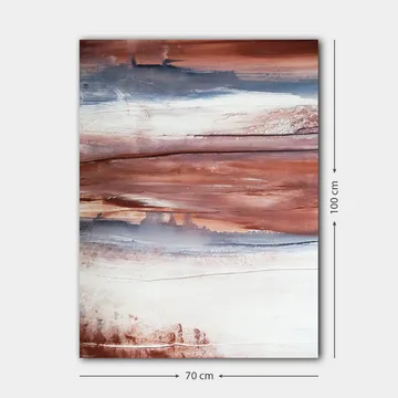 Lerretsbilde 70x100 cm - Abstrakt landskap med myke fargeoverganger i jordfarger - Rødbrun / Grå / Hvit - Interiør - Maleri & posters - Lerretsbilder