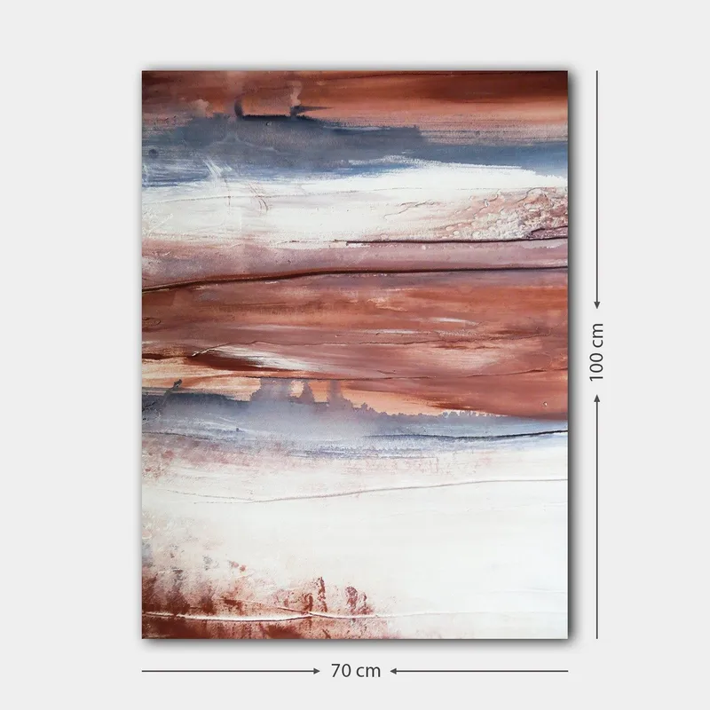 Lerretsbilde 70x100 cm - Abstrakt landskap med myke fargeoverganger i jordfarger - Rødbrun / Grå / Hvit - Interiør - Maleri & posters - Lerretsbilder