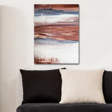 Lerretsbilde 70x100 cm - Abstrakt landskap med myke fargeoverganger i jordfarger - Rødbrun / Grå / Hvit - Interiør - Maleri & posters - Lerretsbilder