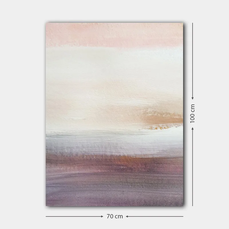 Lerretsbilde 70x100 cm - Abstrakt landskap med myke fargeoverganger i pastellfarger - Lys rosa / Beige / Lilla - Interiør - Maleri & posters - Lerretsbilder