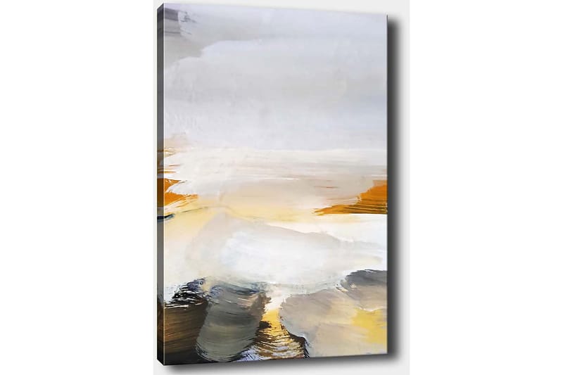 Lerretsbilde 70x100 cm - Abstrakt landskap med myke fargeoverganger og lyse toner - Grå / Hvit / Gul - Interiør - Maleri & posters - Lerretsbilder