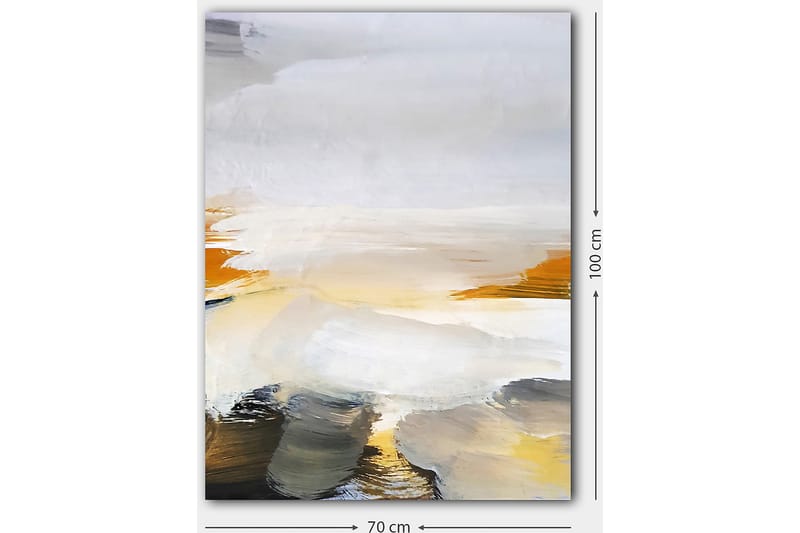 Lerretsbilde 70x100 cm - Abstrakt landskap med myke fargeoverganger og lyse toner - Grå / Hvit / Gul - Interiør - Maleri & posters - Lerretsbilder