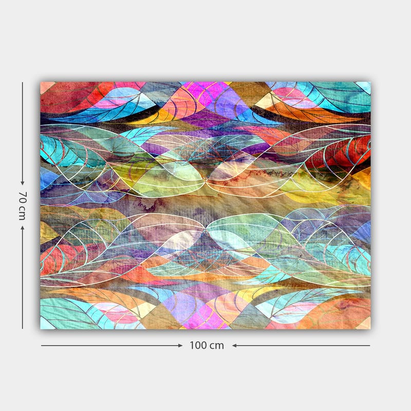 Lerretsbilde 70x100 cm - Abstrakt mønster av bølgende former i harmoniske farger - Turkis / Lilla / Rød - Interiør - Maleri & posters - Lerretsbilder