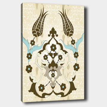 Lerretsbilde 70x100 cm - Abstrakt mønster med blomster- og plantemotiver i et elegant design - Mørk brun / Lys blå / Beige - Interiør - Maleri & posters - Lerretsbilder