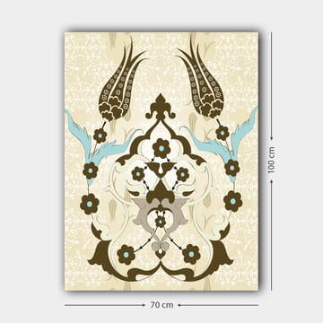 Lerretsbilde 70x100 cm - Abstrakt mønster med blomster- og plantemotiver i et elegant design - Mørk brun / Lys blå / Beige - Interiør - Maleri & posters - Lerretsbilder