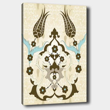 Lerretsbilde 70x100 cm - Abstrakt mønster med blomster- og plantemotiver i et elegant design - Mørk brun / Lys blå / Beige - Interiør - Maleri & posters - Lerretsbilder