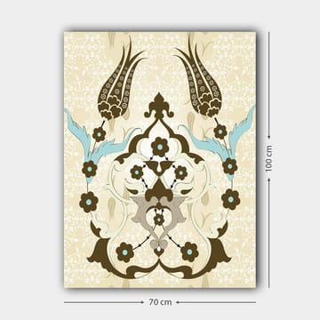 Lerretsbilde 70x100 cm - Abstrakt mønster med blomster- og plantemotiver i et elegant design - Mørk brun / Lys blå / Beige - Interiør - Maleri & posters - Lerretsbilder