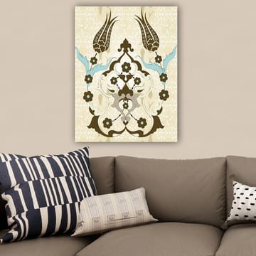 Lerretsbilde 70x100 cm - Abstrakt mønster med blomster- og plantemotiver i et elegant design - Mørk brun / Lys blå / Beige - Interiør - Maleri & posters - Lerretsbilder