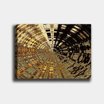 Lerretsbilde 70x100 cm - Abstrakt mønster med sirkulære former i gull og svart - Gull / Svart - Interiør - Maleri & posters - Lerretsbilder