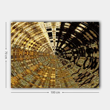 Lerretsbilde 70x100 cm - Abstrakt mønster med sirkulære former i gull og svart - Gull / Svart - Interiør - Maleri & posters - Lerretsbilder