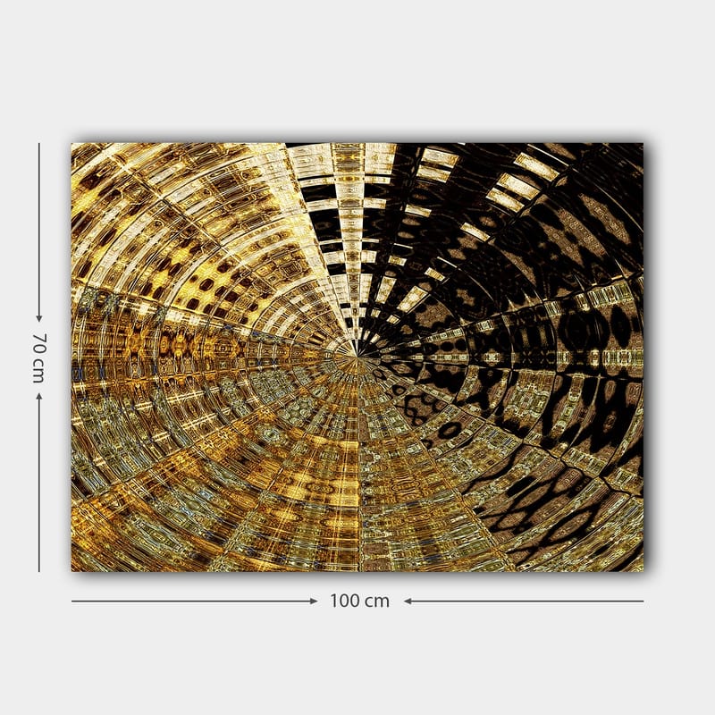 Lerretsbilde 70x100 cm - Abstrakt mønster med sirkulære former i gull og svart - Gull / Svart - Interiør - Maleri & posters - Lerretsbilder