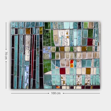 Lerretsbilde 70x100 cm - Abstrakt mosaikk med geometriske former i forskjellige nyanser av grønt og blått - Turkis / Grønn / Rød - Interiør - Maleri & posters - Lerretsbilder