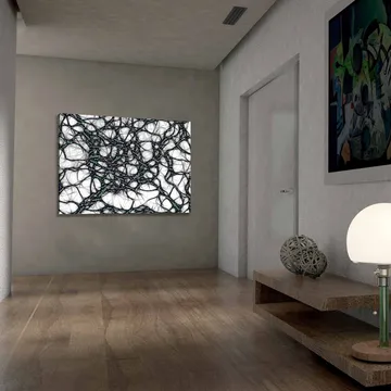 Lerretsbilde 70x100 cm - Abstrakt nettverk av ord som uttrykker følelser og tanker - Svart / Lyseblå / Hvit - Interiør - Maleri & posters - Lerretsbilder