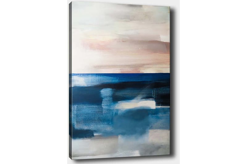 Lerretsbilde 70x100 cm - Abstrakt sjølandskap med myke fargeoverganger - Mørk blå / Lys blå / Grå - Interiør - Maleri & posters - Lerretsbilder