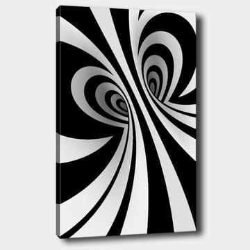 Lerretsbilde 70x100 cm - Abstrakt svart-hvitt mønster med buede linjer som skaper en illusjon av dybde - Svart / Hvit / Grå - Interiør - Maleri & posters - Lerretsbilder