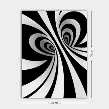 Lerretsbilde 70x100 cm - Abstrakt svart-hvitt mønster med buede linjer som skaper en illusjon av dybde - Svart / Hvit / Grå - Interiør - Maleri & posters - Lerretsbilder