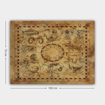 Lerretsbilde 70x100 cm - Astrologisk kart med stjernetegn og symboler - Beige / Brun / Mørk brun - Interiør - Maleri & posters - Lerretsbilder
