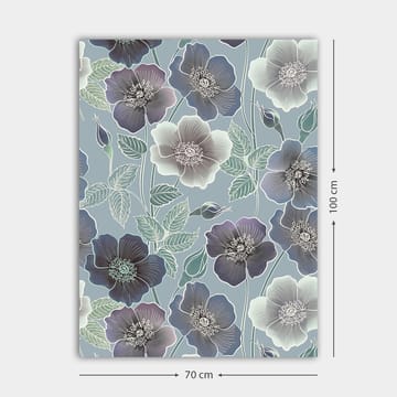 Lerretsbilde 70x100 cm - Blomster i forskjellige nyanser av blått og lilla med detaljert bladverk - Mørk blå / Lys blå / Lilla - Interiør - Maleri & posters - Lerretsbilder