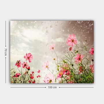 Lerretsbilde 70x100 cm - Blomster i forskjellige nyanser av rosa som vokser mot en dempet bakgrunn - Rosa / Grønn - Interiør - Maleri & posters - Lerretsbilder