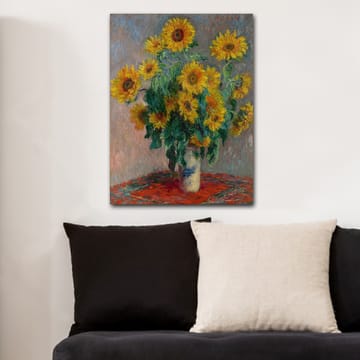 Lerretsbilde 70x100 cm - Bukett med solsikker i vase - Gul / Grønn / Rød - Interiør - Maleri & posters - Lerretsbilder