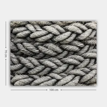 Lerretsbilde 70x100 cm - Detaljert nærbilde av flettet tau med en tekstur som fremhever strukturen og materialiteten - Grå / Svart - Interiør - Maleri & posters - Lerretsbilder