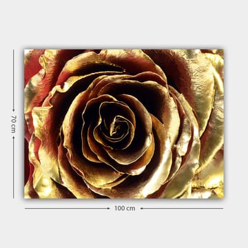Lerretsbilde 70x100 cm - Detaljert og glitrende rose i gulltoner - Gull / Rød / Brun - Interiør - Maleri & posters - Lerretsbilder