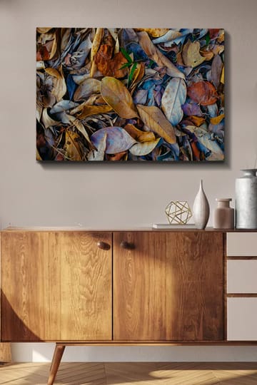 Lerretsbilde 70x100 cm - Detaljert samling av tørkede blader i forskjellige nyanser som skaper en naturlig tekstur - Brun / Beige / Grønn - Interiør - Maleri & posters - Lerretsbilder