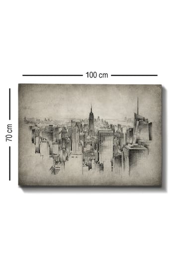 Lerretsbilde 70x100 cm - Detaljert visning av en bysilhuett med fokus på ikoniske skyskrapere - Grå / Svart - Interiør - Maleri & posters - Lerretsbilder